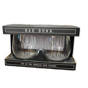 Rae Dunn HELLO SPRING Stemless Wine Glasses